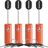 4-Pack TSA Approved Luggage Locks with Keys for Travel | Flexible, Ultra Secure Mini Key Padlocks Made from Zinc Alloy | Luggage Locks | TSA Locks | Orange