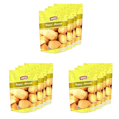 Image of Exotes Kagazi Badam 1000 Grams (250 Grams X 4) - Thin Shell Almonds | Packed with Protein, Fiber, and Vitamins | Badam with Shell - Easy to Crack, Supports Brain Health and Boosts Energy - Great Snack Option for Office, School, or Fitness Enthusiasts