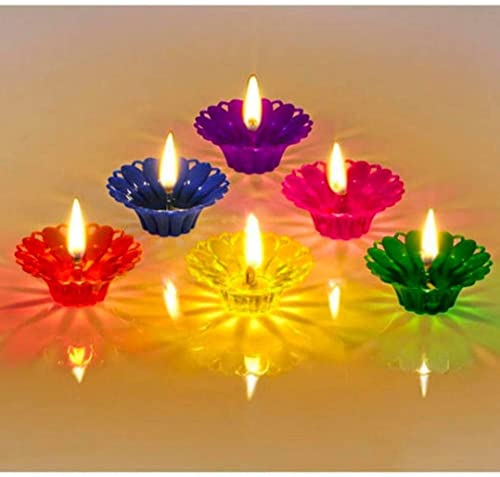 Craftsman 12 Pc Reflective Floating Diwali Diya Deepawali Oil Lamp/Welcome