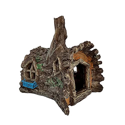 NORHOR Aquarium House Resin Fish Tank Ornament Aquarium Ornaments Resin Cave Suitable Fish Tank Landscaping Ornament. (Bark house)