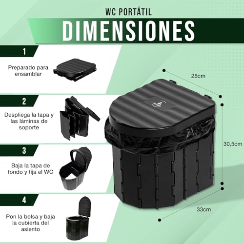 WC Portátil Kit para Adultos y niños. Incluye Tienda Ducha Camping/Cambiador, WC Portátil y Gel Aglutinante Super Absorbente para residuos. Ideal para Festivales. - Image 3