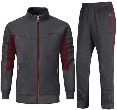Image of Rdruko Men's Athletic Casual Tracksuit 2 Piece Full Zip Jacket Sweatsuit Outfit Jogger Fleece Set