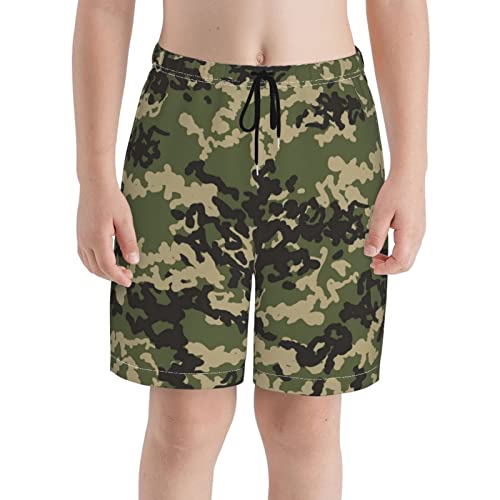 AHMOVOMAH Camouflages Teen Boy Girl Beach Shorts Trunks Swim Board Shorts Surf Swimsuit Pants Medium
