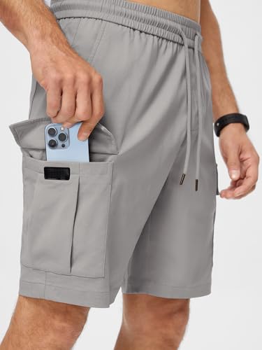 Image of JMIERR Men's Casual Stretch Cargo Shorts | Drawstring Elastic Waist, Multi Pockets, Summer Work Short, Classic