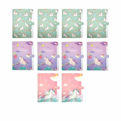 Image of Crackles Unicorn File Folder with Button Lock - Unicorn Theme Certificates Holder with 6 Layers, Office Documents File, Expandable Folders for Documents (Pack of 10, Random Print)
