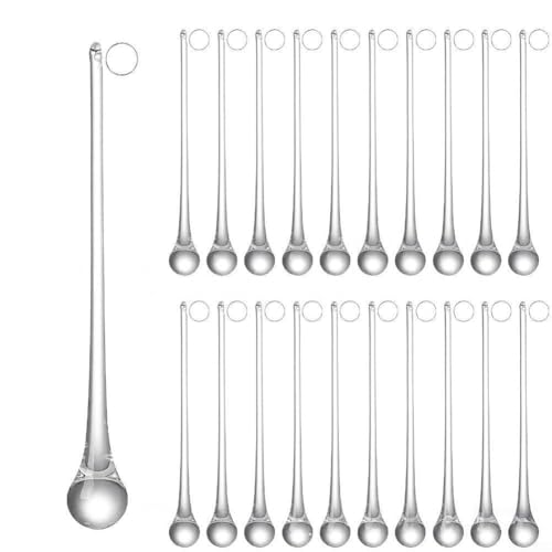 20 piezas de adornos de Navidad de lágrima de cristal transparente, decoraciones colgantes de gotas de lluvia en varios tamaños con cuerda colgante para árbol, boda, ventana, puerta (20 x 160 mm)