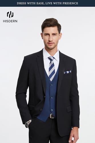 Image of HISDERN Mens Suit Vest Business Casual Dress Waistcoat Vest Solid Color Formal Wedding Vests for Suits or Tuxedo