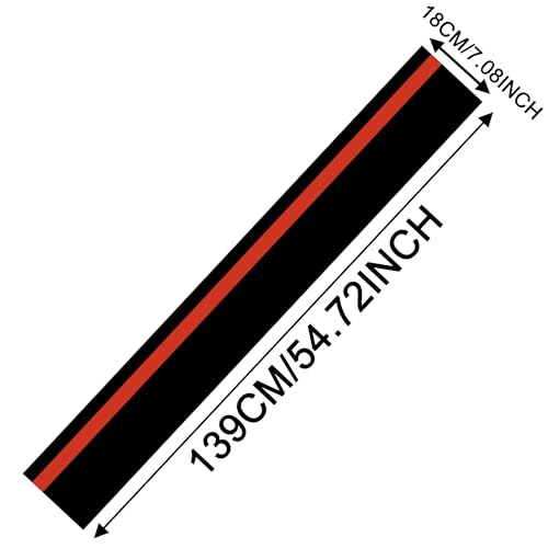 Image of TOMALL 55''x7'' Car Hood Sticker Auto Racing Body Side Skirt Roof Hood Bumper Stripe Decal Vinyl Waterproof Modified Stripe Decal Decorations for Car (Matte Black+Red)