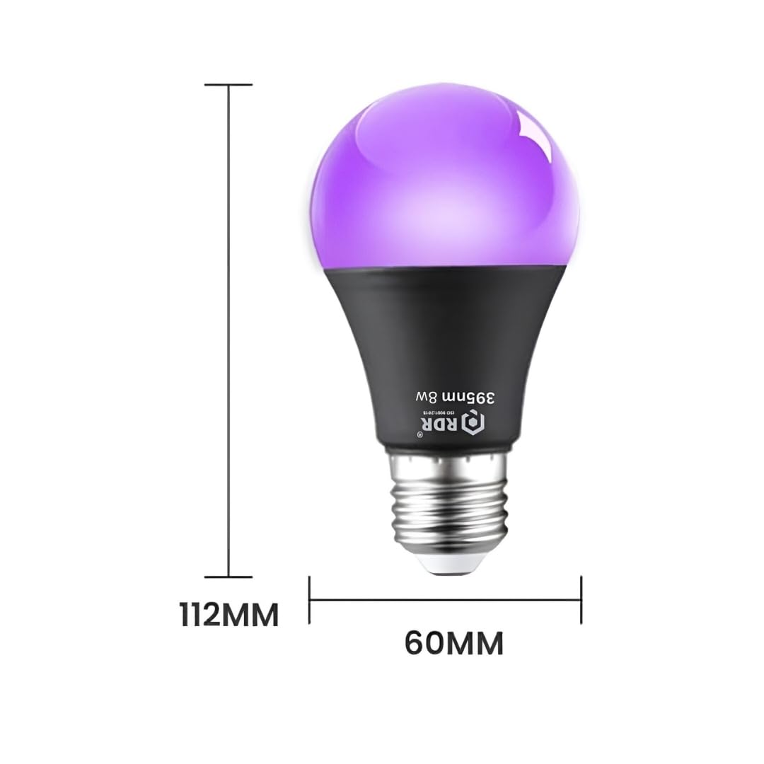 RDR INNOVATIONS RDR UV Light Bulb 395nm Wavelength 8Watt 220vac (8, Watts), E27, Led 1
