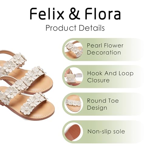 Image of Felix & Flora Toddler Girl Sandals - Flower Girl Dress Shoes Open Toe Little Kid Flats