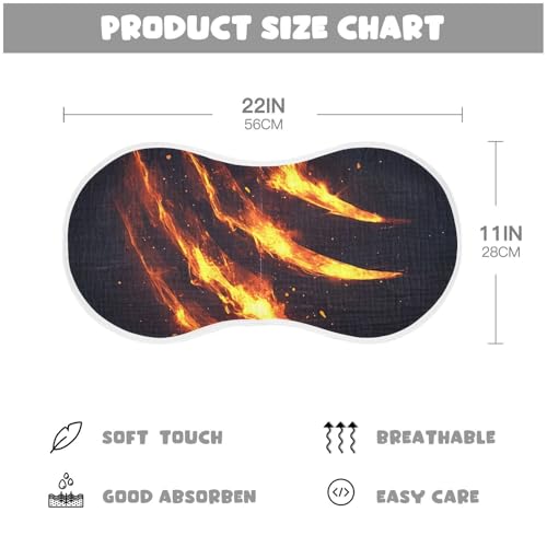 1 Pack Glowing Claw Marks Muslin Burp Cloths Cotton Absorbent Baby Burping Rags for Boys Girls Soft Newborn Burp Bibs, 22 x 11 Inch4