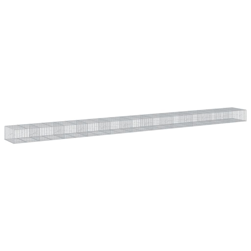 Gavión con tapa, 1100 x 100 x 50 cm, alambre de hierro galvanizado | Cesta de piedra resistente para jardín y exterior, ideal como protección visual o pared decorativa de terraplén.