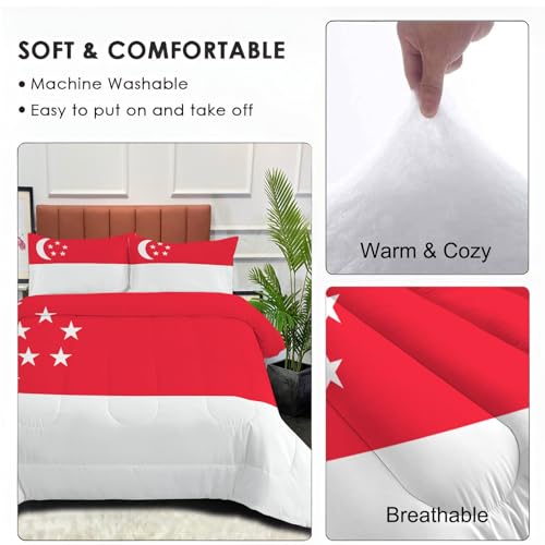Couette 4 saisons rouge et blanc pour lit double chaleureux - 6