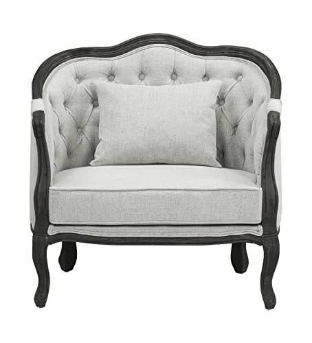 Sillón tapizado gris con respaldo capitoné marrón miniatura 4