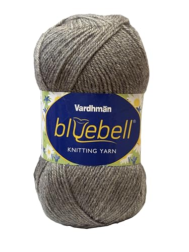 Image of Vardhman Blue Bell DK Weight Supersoft Hand Knitting & Crocheting Yarn (Pack of 1 ball - 100gram) 100% Acrylic, Multi Color Crochet Thread wool, Suitable for Craft, Babywear, Baby Blankets, Sweater, Scarf, Cap, Art & Craft - (Gray - Bbell-057)