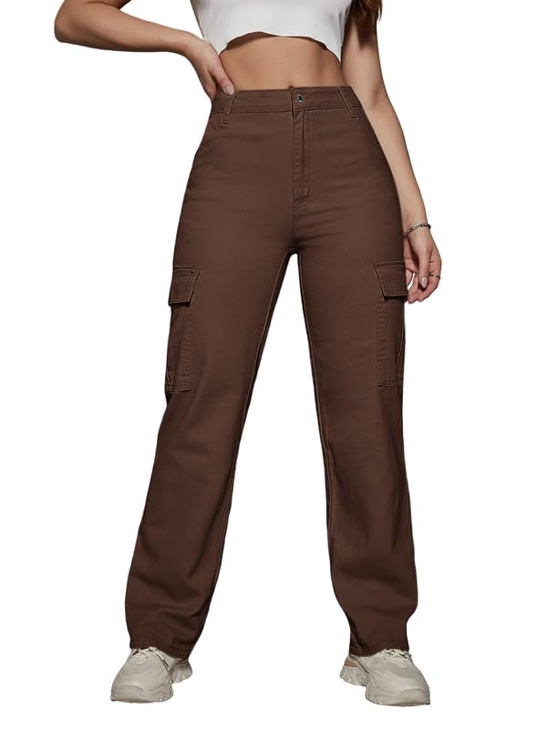 Image of Amazon Brand - INKAST Women Multi-Pocket Denim Cargo Pants Casual Fit Stylish Trousers