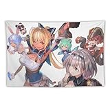 壁タペストリー おしゃれアニメ柄 VTuber 船長 ふーたん 団長 兎田 潤羽 布ポスター 壁掛け タペストリー 大判 【雰囲気転換 背景 多機能】 インテリア ファブリック装飾 模様替え モダン 装飾小物 寝室 リビングルーム マンションの飾り小物 窓カーテン 使いやすい 40"x60"