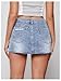 MakeMeChic Women's Ripped Distressed Trim Drop Waist Straight Hem Denim Mini Skirt Blue X-Small