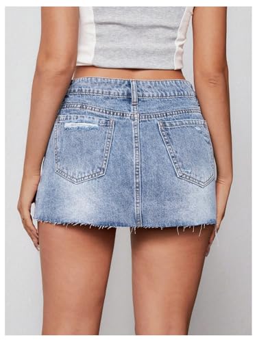 Floerns Women's Mid Waist Zip Up Skinny Pencil Jean Skirt Bodycon Mini Skirt2