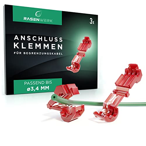 RASENWERK® - Abrazaderas de conexión para estación de carga de cable delimitador de cortacéspedes robóticos - Conector de rama en T - Compatible para Gardena, Husqvarna, Worx, Bosch - rojo - 3 piezas Cover