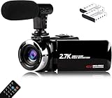 Video Camera Camcorder with Microphone, Vmotal 2.7K HD 42.0 MP 18X Digital Zoom 1080P IR Night Vision Vlogging YouTube Recorder, 3.0 Inch Screen with 2 Batteries Inculde 32GB SD Card