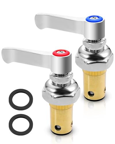 Handle Stem Assembly Fits for T&S brass Faucets Blue Cold and Red Hot Side Spindle Assembly Valve Replacement Part Replaces 002713-40 002714-40