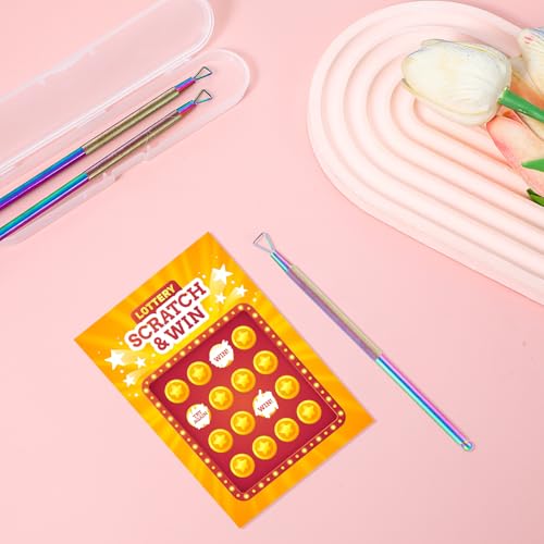 Image of Ymapinc 3PCS Lottery Scratcher Tool, Nail Scraper Tool for Lottery Enthusiasts, Metal Lottery Ticket Scratcher, Scratch off Tool Is Hard and the Lottery Ticket Is Scratched Smoothly, Rainbow Finish