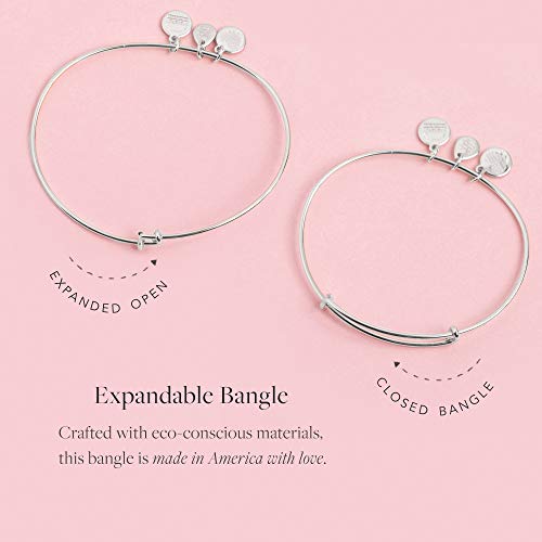 Alex and Ani Expandable Wire Bangle Bracelet for Women, Dog or Cat Mom Charm, Rafaelian Finish, 2 to 3.5 in2