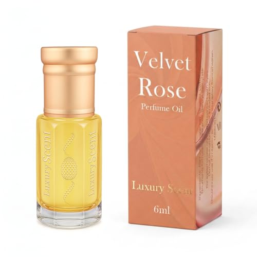 Perfume Oil Velvet Rose 6ml Roll-On Attar by Luxury Scent – Long Lasting Alcohol-Free Unisex Fragrance with Woody Floral Oud, Musk & Spicy Chocolate Notes, Travel Size Perfume Oil for Men & Women