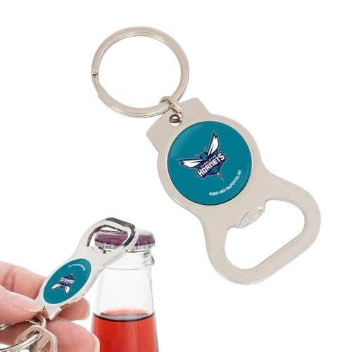 Desert Cactus Charlotte Hornets Silver Bottle Opener Key Holder – Official National Basketball League for Car Keys, Backpack – NBA Gift (Design A)