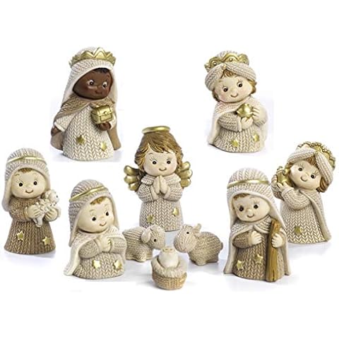 Paben - Juego para pesebre completo, niños de resina, 10 personajes de 5,8 cm. Cover