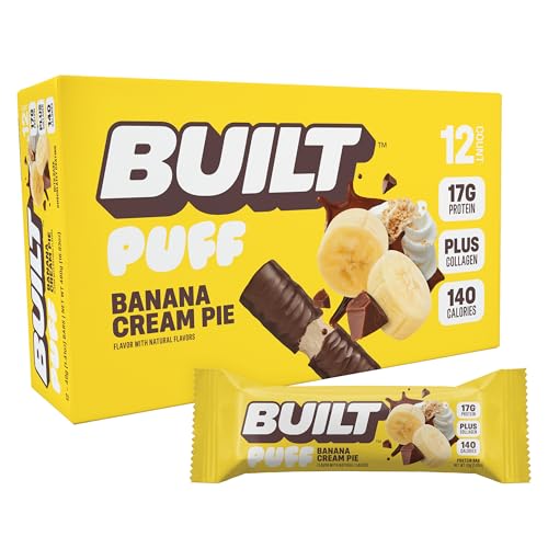BUILT Puff Protein Bars Banana Cream Pie 17g Protein - 12 Count