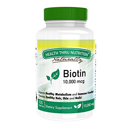 Biotina 10.000 mcg 100 Capsule morbide di Health Thru Nutrition - Non OGM, priva di allergeni, priva di glutine (100)