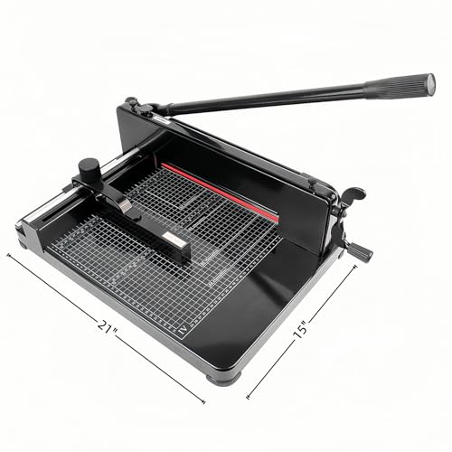 Image of ISDIR Heavy Duty Guillotine Paper Cutter, 12 inch A4 Stack Paper Trimmer, Cuts Up to 400 Sheets, All-Steel Base with Safety Lock, Professional Paper Cutter for Office, School & Print Shop