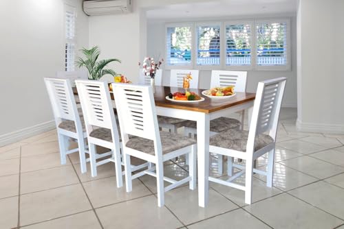 Image of Dining Table 8 Seater with 8 Chair and 1 Table, Sheesham Wood Dining Chairs Set of 8, Wooden Dining Set 8 Seater for Hotel Kitchen Restaurant 8 Seater Dining Table Set