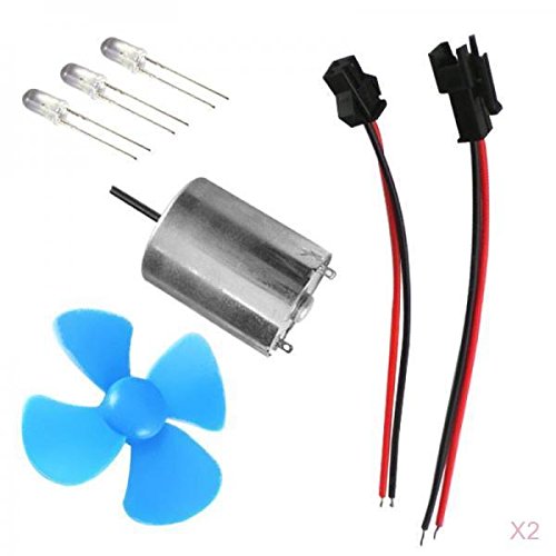FLAMEER Set 2Pcs Wind Turbines Generator DC Motor LED Display Project DIY