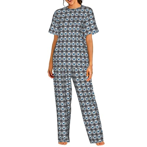 Pyjama manches courtes papillon bleu idéal pour des nuits d'été fraîches
