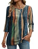 Zeagoo Beach Vacation Clothes for Women 3/4 Sleeve Tops Pleated Front Loose Fit Tunic Top Crewneck Business...