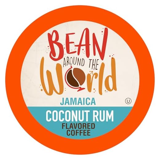 BEAN AROUND THE WORLD Flavored Coffee Compatible With 2.0 Keurig K Cup Brewers, Coconut Rum, 40 Count