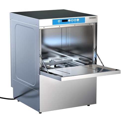 Undercounter Commercial Dishwasher/Glasswasher Built-in Booster, Built-in Detergent & Rinse Aid Pumps, Stainless Steel,20~30 Racks/Hr, 208~240V