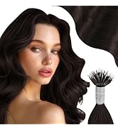 Moresoo Nano Beads Hair Extensions Black 18 Inch 50G 50S Remy Hair Extensions Real Human Hair Ext...