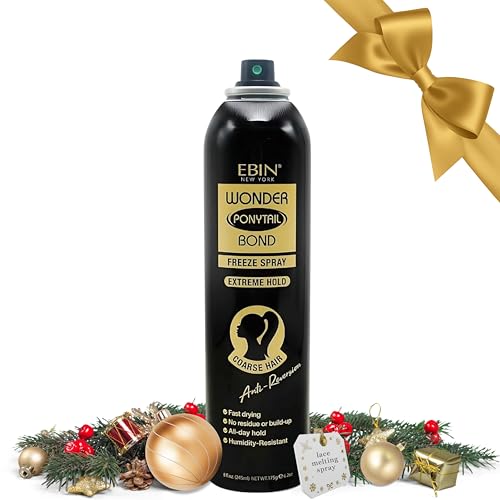 EBIN NEW YORK Wonder Ponytail Bond Freeze Spray Extreme Firm Hold - Coarse Hair 8oz/ 245ml | Long Lasting Hold, 24-Hour Frizz Control, Shine Enhancing, Fast-Drying, Lightweight, All Hair Types