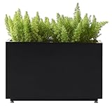Foresland Outdoor Metal Planter Box 26Wx10Dx16H, Large Rectangular Trough Planters, Easy 5-Min Assembly, Modern Plant Container with Drainage Holes, Heavy Duty, Weather Resistant, Black