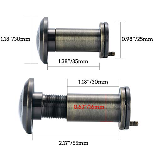 Tpohh 220-Degree Safety Door Viewer With Heavy Duty Privacy Cover For 1-3/8 To 2-1/6 Doors, Antique Bronze #TOP2