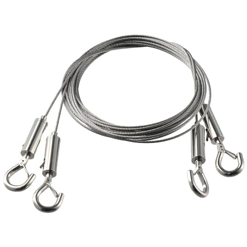 Image of 2 Pcs Picture Hanging Wire, Adjustable Mirror Frame Kit 2m x1.5mm Heavy Duty Stainless Steel Wire Rope with Hook Wall Mount Wire for Mirror, Picture Frame, Light Hold Up to 24kg