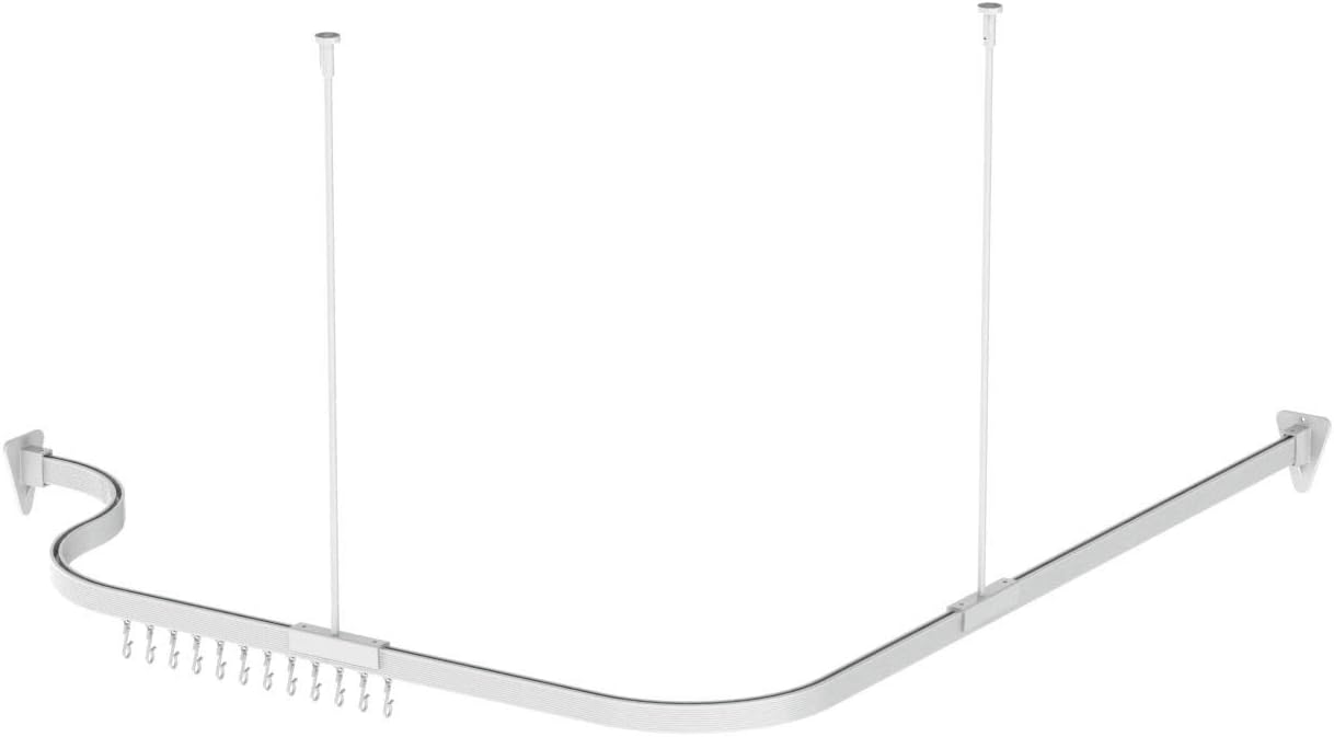 Bendable Shower Curtain Rod Curve Arch Custom Corner or any Free-Form you desire 10 feet long (White, Tall)