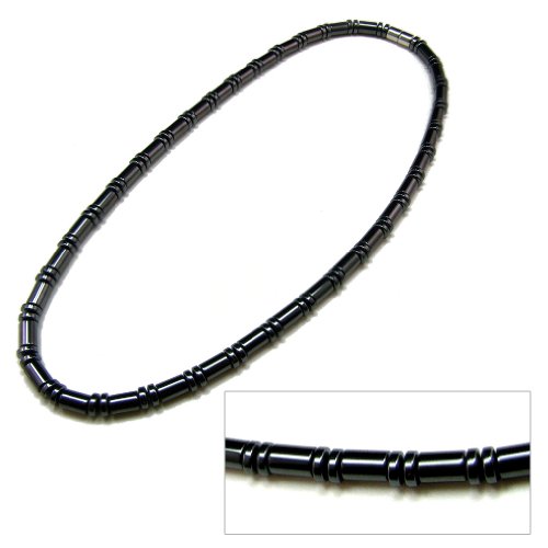 Accents Kingdom Men's Hematite Therapy & Healing Stone with Cylindrical Bead Necklace2