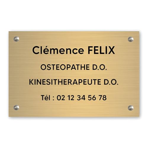 Plaque professionnelle personnalisée en PVC pour ostéopathe, kiné - Gravure