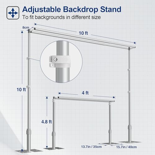 Image of EMART Backdrop Stand Heavy Duty 10x10Ft Double Crossbar Pipe and Drape