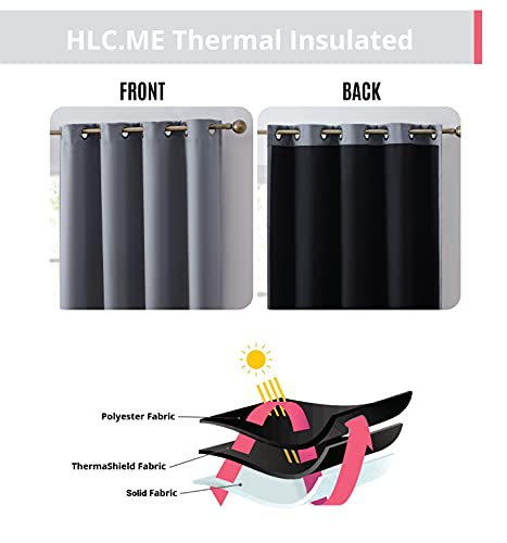 Hlc.me Laurance Grey Blackout Curtains 84 Length - Total Zero Privacy & Fully Shaded Heat Absorbing Thermal Insulating Window Panels Grommet Drapes For Living Room, 2 Panels (Steel Grey, 52 W X 84 L) #TOP3